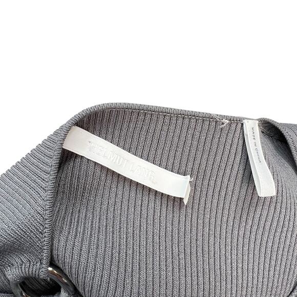 Helmut Lang Ring Shoulder Knit Top Sweater Cut Out Gray Silver Size XS - Picture 9 of 10